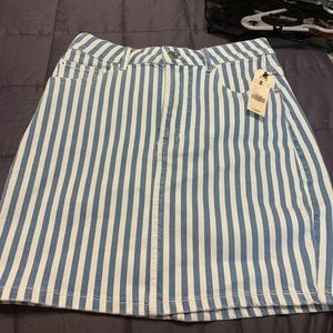 striped jean pencil skirt